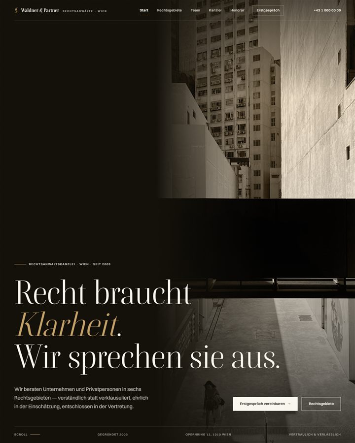 Startseite des Rechtsanwaltskanzlei-Musterdesigns