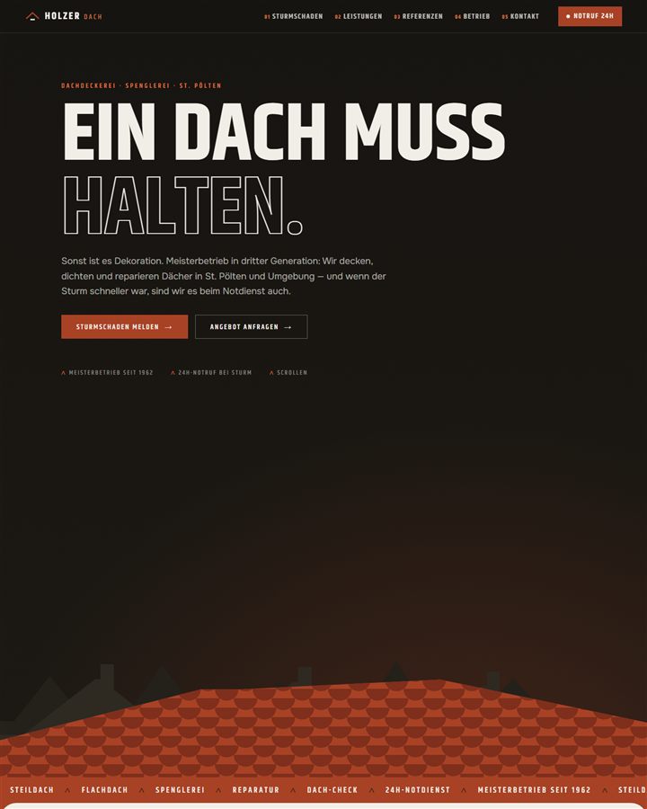 Startseite des Dachdeckerei-Musterdesigns