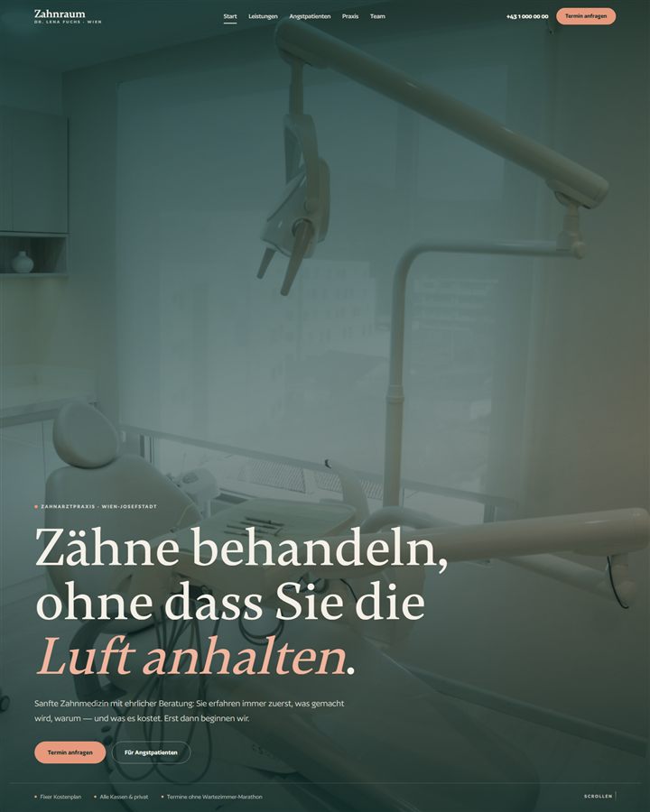 Startseite des Zahnarztpraxis-Musterdesigns